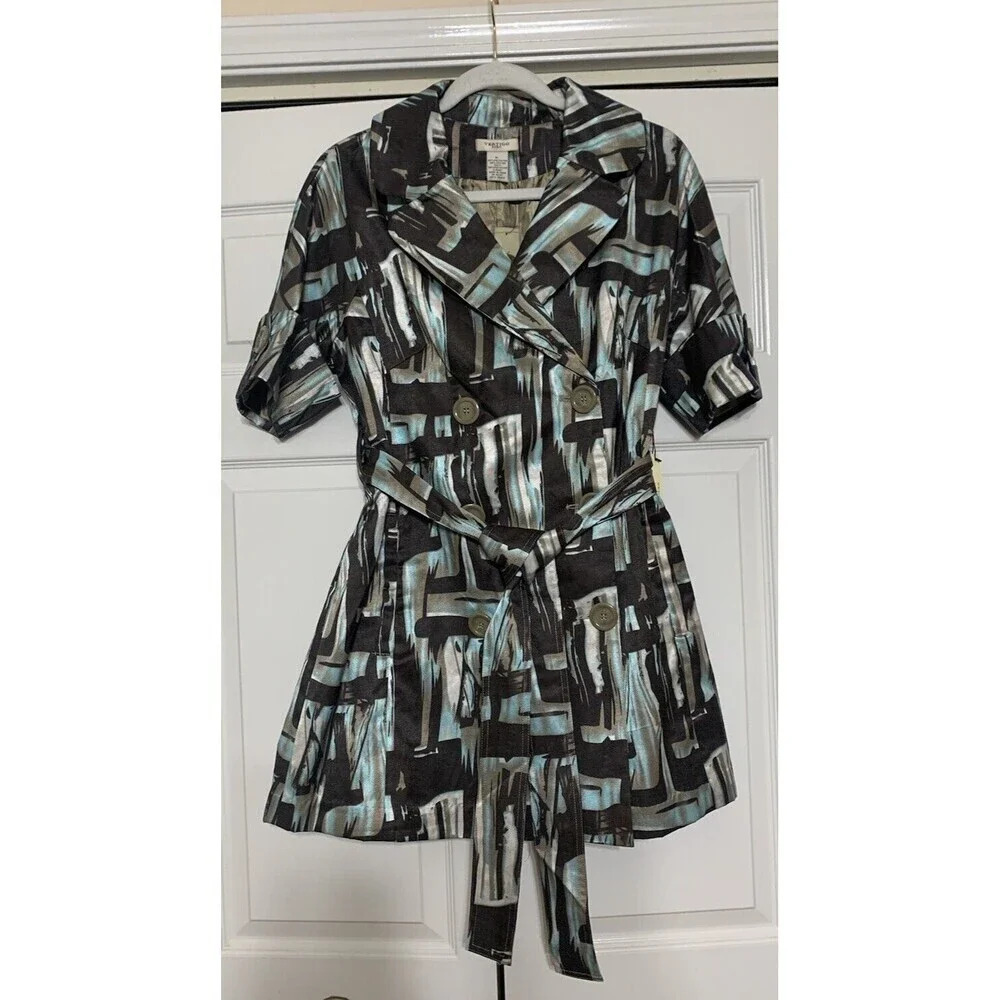 NWT Vertigo Paris double breasted trench coat Size XL jacket Artsy Fall Colors